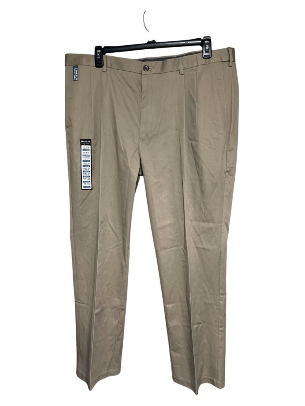 Haggar Mens Classic Fit Premium No Iron Stretch Khaki Pants Pleated 42x32 Office